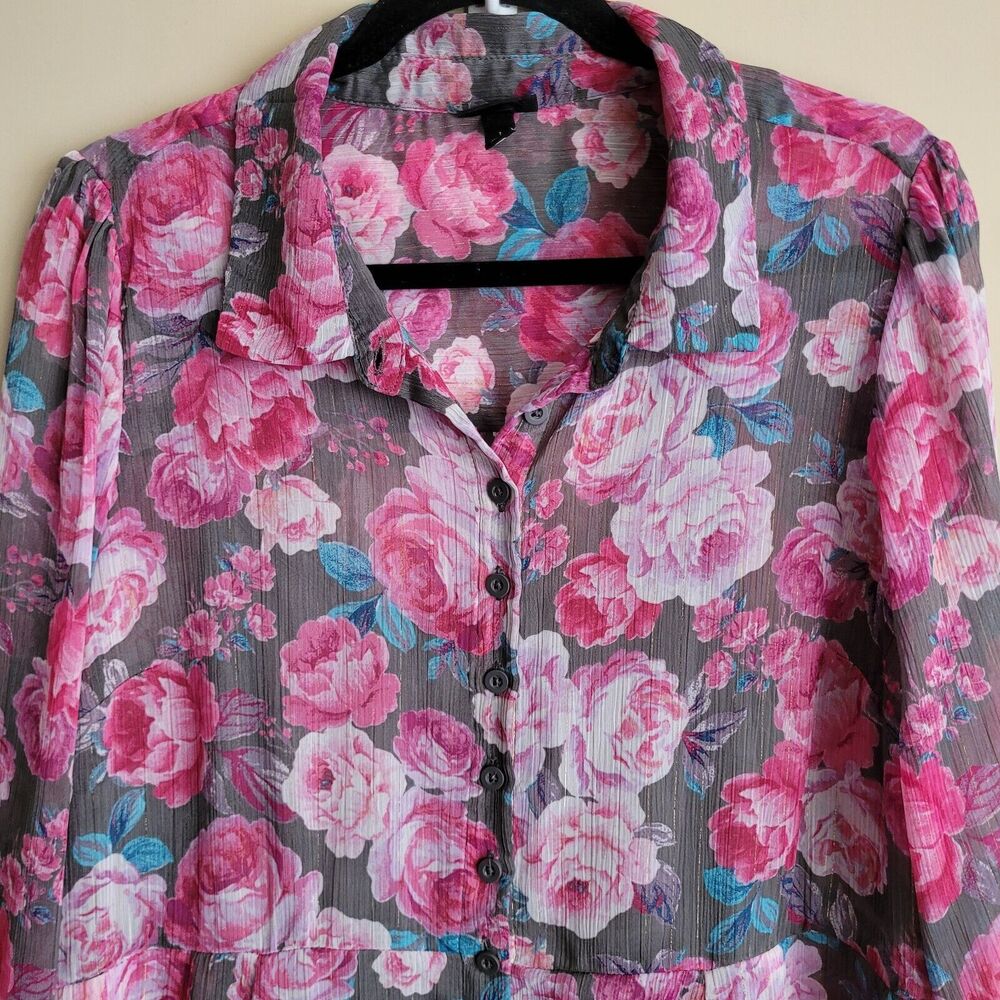 torrid Pink Floral Midi Dress with Blue Accents